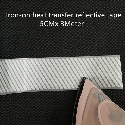 DIY 5CMx3Meter Twill cut Iron-on Heat Transfer Bright silvery Reflective tape material for clothing bags for visibile safety ► Photo 1/6