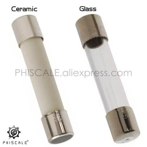 PHISCALE 100Pcs 6*30mm 6.35*30mm Cartridge Glass/Ceramic Fuse Fast/Slow Blow 250V 0.1/0.25/1.5/3.15/6.3/1/2/3/4/5/10/15A/20/30A ► Photo 1/1