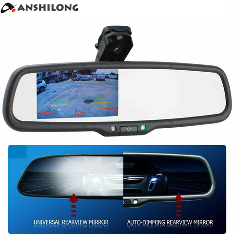 ANSHILONG OEM Auto Dimming Rear View Mirror with 4.3 inch 800*480 Resolution TFT LCD Car Monitor Built in Special Bracket ► Photo 1/6