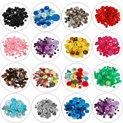 New Arrival 100Pcs/lot Approx 50g Resin Button Mix Size Sewing Buttons Crafts For DIY Scrapbooking Children's clothes Buttons ► Photo 1/6