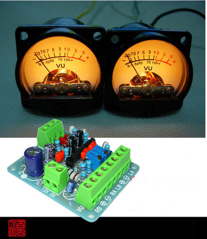 2pcs Panel VU Meter Warm Back Light Audio Level Amplifier Indicate with One driver board ► Photo 1/6