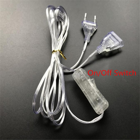 3M Extender Transparent Wire EU/US plug  with on/off  Switch for LED String Christmas Lights  Home Garland Party Decoration ► Photo 1/3