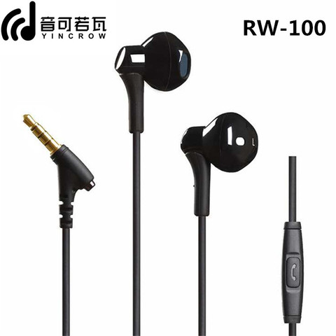 YINCROW RW-100 HiFi Super Bass Earphone With Mic Half in-ear headset Wired 3.5MM Earphones RW919 RW777 X6 P1 DT6 PT15 PT25 MS16 ► Photo 1/6