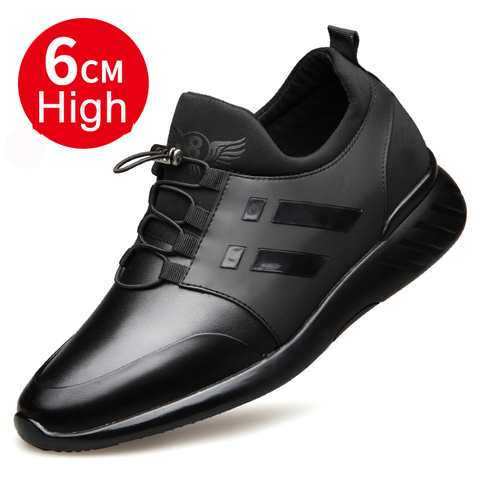 2022 Men's Shoes Quality Cow Leather Shoes Brand 6CM Increasing British Shoes Spring Black Man Casual Height Increasing Shoes ► Photo 1/4