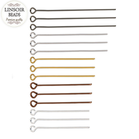 LINSOIR 200pcs/lot 20 30 40 50 mm Eye Pins Head Pins Findings Gold/Silver Color Connectors For Jewelry Making Diy Dia 0.7mm F117 ► Photo 1/6