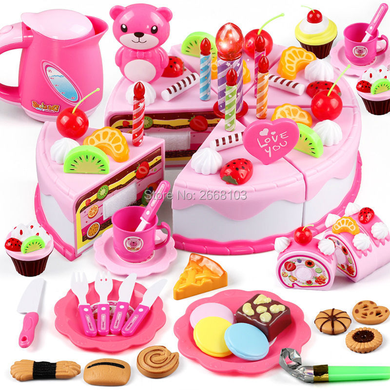 DIY Cake Toy Kitchen Food Pretend Play Cutting Fruit Birthday Toys Cocina De Ju 