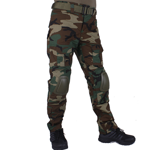 Hunting camouflage pants tactische Broek Woodland WL broek en kniebeschermers militaire game cosplay uniform ► Photo 1/6