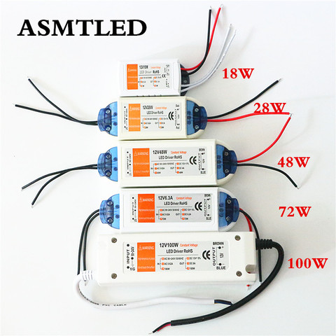 ASMTLED DC12V 18W 28W 48W 72W 100W Power Supply LED Driver Adapter Lighting Transformer Switch For LED Strip LED Lights ► Photo 1/6