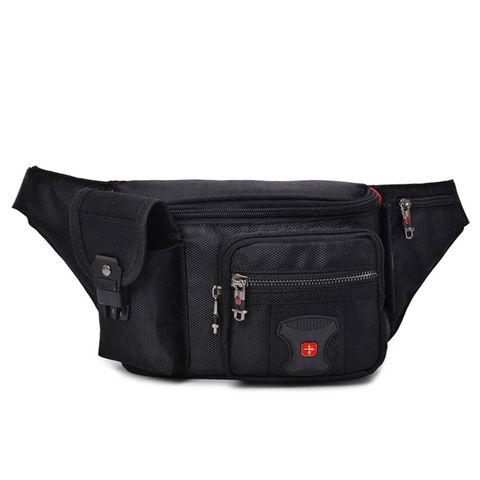 Swiss Multi-function Oxford Waist Bag Men Black Casual Funny Pack Male Multi-pocket Women Money Pouch Belly Bag For Cellphones ► Photo 1/6