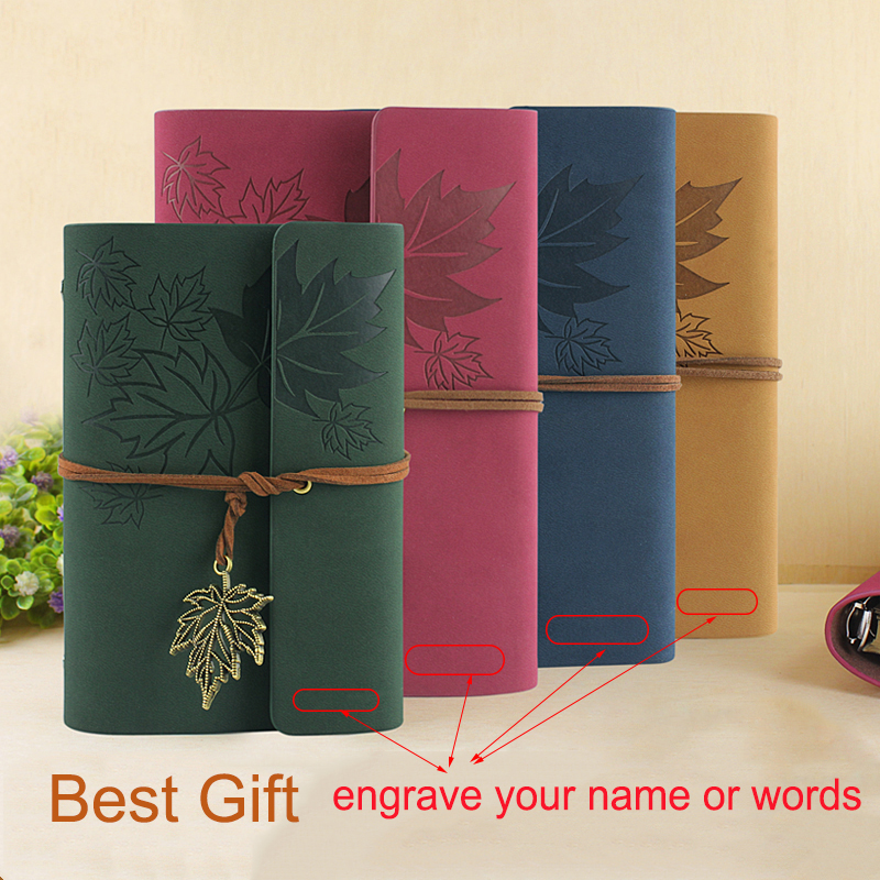 Vintage Leaf Diary Notebook Sketchbook Travel Leather Paper Journal Book A5-A7 