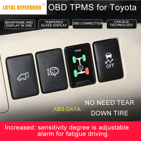  Prado Land Cruiser Fortuner Reiz OBD TPMS tire pressure monitoring system real-time intelligent  OBD sensor free security alarm ► Photo 1/1