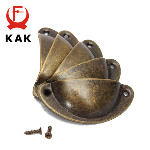 KAK 8PCS Mini Bronze Metal Handles 50x20mm ZAKKA Box Pulls Drawer Knobs Shell Cabinet Handle Antique Brass Furniture Handle ► Photo 1/6