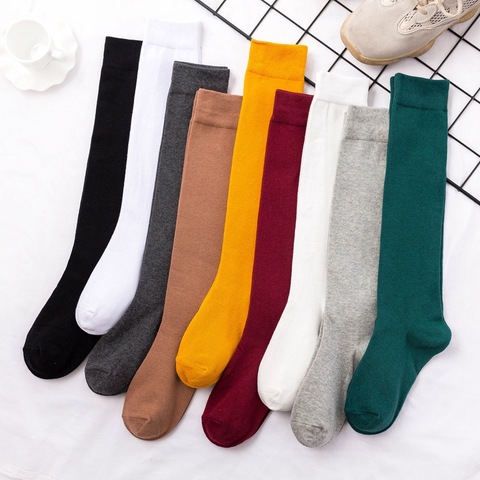 8 Colors Socks for Women Cotton Autumn Winter Long Socks Harajuku Female Casual Trick Warm Sock Ladies Solid Color Sox 2022 ► Photo 1/6