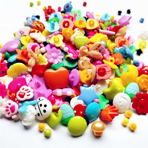50/200PCS/pack  mixed cartoon fruit flowers Dyed Plastic buttons coat boots sewing clothes accessory garment kids child button ► Photo 1/3