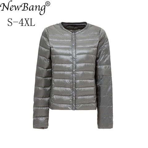 NewBang Brand Womens Down Jacket Portable Thin Slim Ultra Light Down Jackets Collar-less Feather Coat Feather Lightweight Jacket ► Photo 1/6