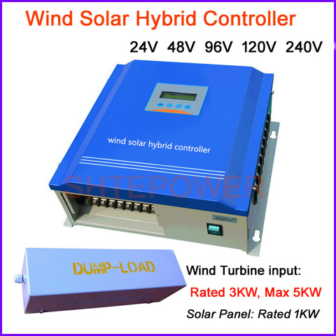 3000w PWM 3kw Wind Solar Hybrid Charge Controller,24v 48v 96v 120v, manage power from wind-turbine and solar panel into battery ► Photo 1/5
