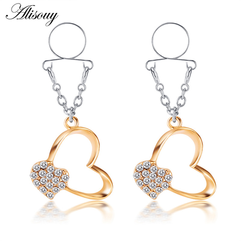 Alisouy 2pcs/lot Heart Religious Nipple Rings Fake Piercing Women Nipple Clamps Non-piercing Clip on Nipple Pircing Body Jewelry ► Photo 1/5