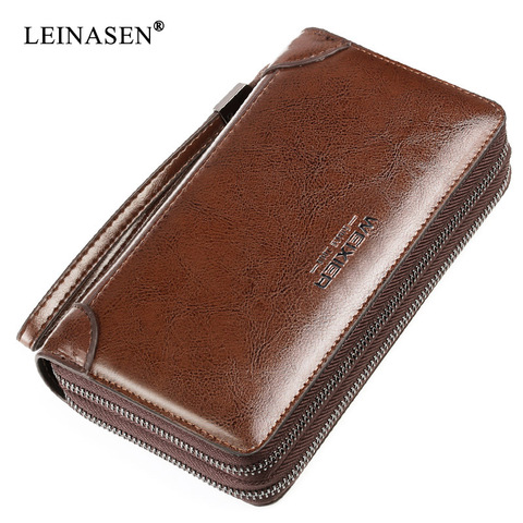 New Men Wallets Leather Men bags clutch bags koffer wallet leather long wallet with coin pocket zipper men Purse ► Photo 1/5