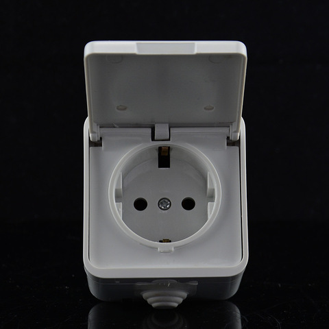 European standard power outlet IP44 level waterproof and bright outdoors cover wall socket 16A 250V ► Photo 1/5