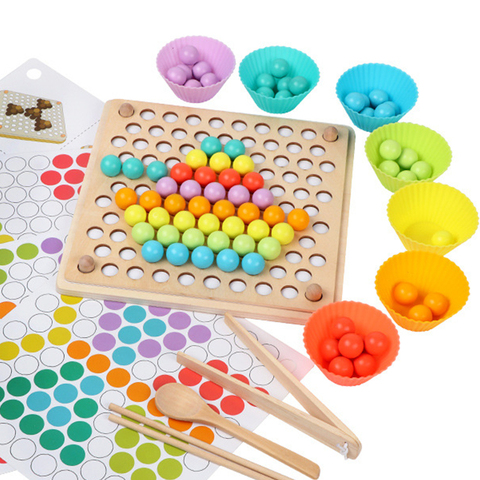 Candywood Wood Multi-function Bead Puzzle Game Kids Montessori Educational Toy Clip Beads Wooden Toys For Children Learning ► Photo 1/6