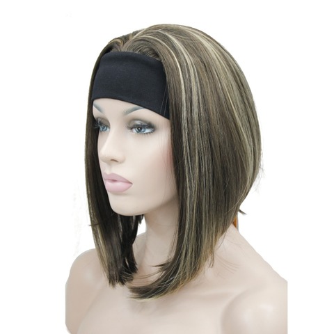 StrongBeauty Medium length Natural Straight 3/4 Wigs Black/Blonde Women's Headband Wig 10 Color ► Photo 1/6