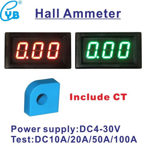 YB28C LED Digital Current Meter DC 10A 20A 50A 100A Ammeter with Transformer CT Hall Sensor Ampere Gauge Amp Panel Tester ► Photo 1/5