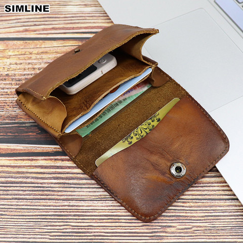 2022 Genuine Leather Card Holder Men Women Vintage Handmade Short Credit Card Holders Coin Purse Case Small Slim Wallet For Male ► Photo 1/6