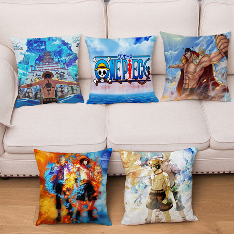 Super Soft Short Plush Cushion Cover One Piece Cartoon Luffy Ace 45*45cm Pillow Covers Pillows Cases Sofa Home Decor Pillowcase ► Photo 1/6