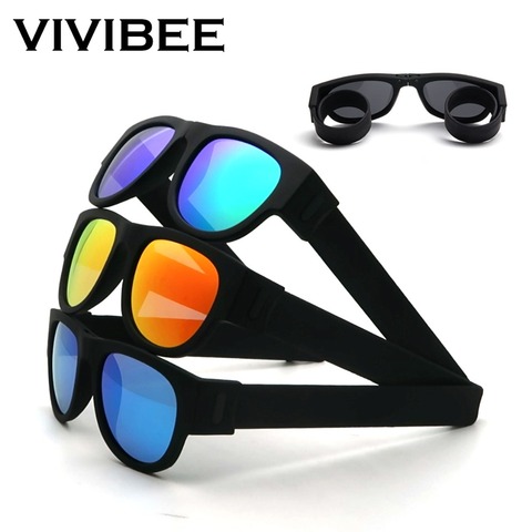 VIVIBEE Novelty Mirror Men Polarized Folding Sunglasses New Arrival Slap Sport Foldable Wristband Shades 2022 Trend Product ► Photo 1/6