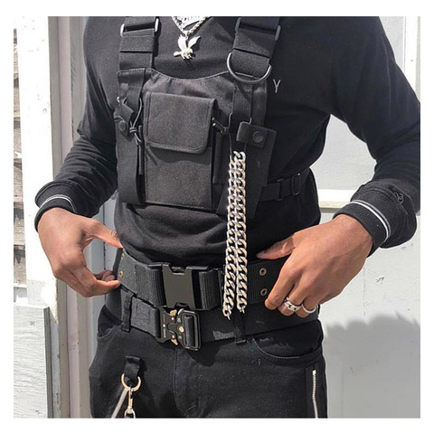 Gilet Con Tasche Chest Rig - Borsa Regolabile In Oxford, Per Sport, Viaggi E Streetwear - Foto 1