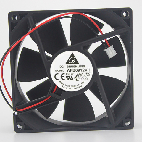 Original for delta AFB0912VH = AUB0912VH 9225 12V 0.60A 2-wire axial cooling fan ► Photo 1/2