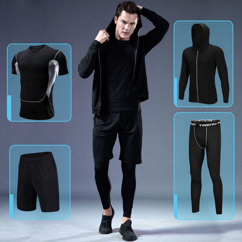 2022 New Men's Running Sets 3/4pcs/set Compression Sport Suits Basketball Tights Workout Gym Jacket Fitness Jogging Sportswear ► Photo 1/1