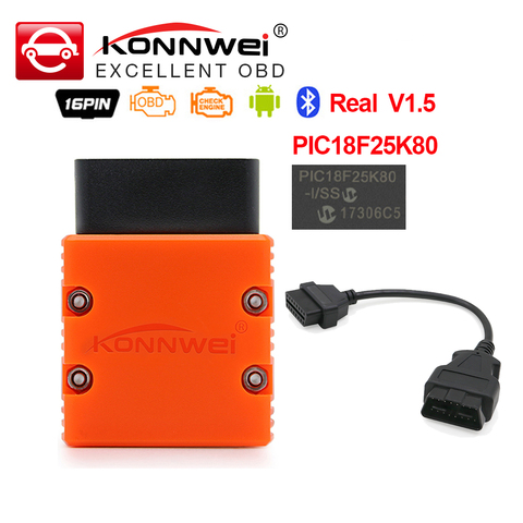 Konnwei ELM327 V1.5 PIC18F25K80 Bluetooth KW902 elm 327 OBD2 Scanner work on Android as ICAR2 adapter OBDII diagnostic Tool  ► Photo 1/6