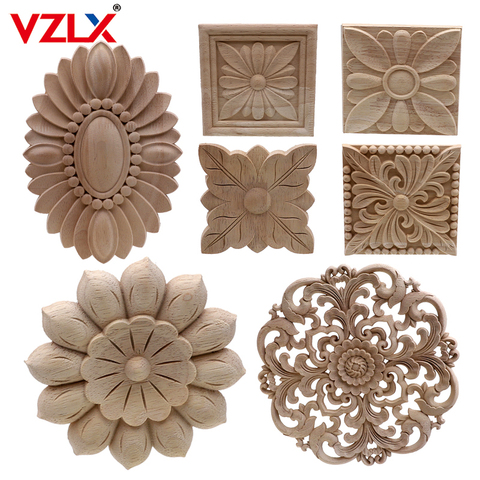 Vintage Unpainted Wood Carved Decal Corner Applique Frame For Home Furniture Wall Cabinet Door Decorative Wooden Miniature Craft ► Photo 1/6