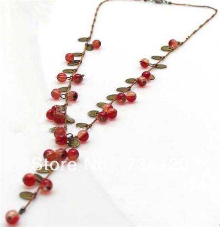 Fashion Jewelry For Women Korean Fashion Vine Red Cherry Necklace Hot Sales ► Photo 1/3