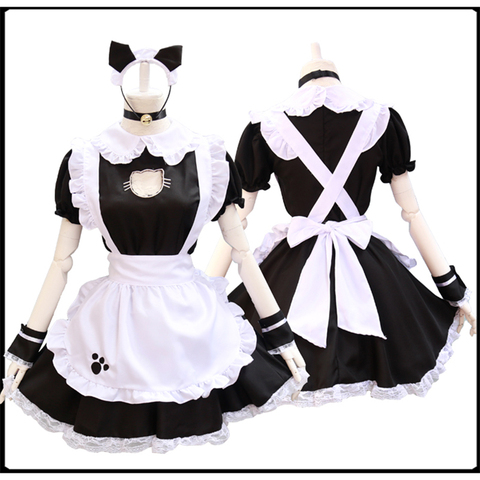 Black Cute Cat Lolita Maid Dress Costumes Cosplay Suit for Girls Woman Waitress Maid Party Stage Costumes ► Photo 1/6