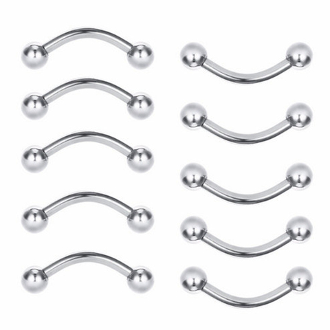 10PCS 16G Steel Curved Barbell Ball Banana Eyebrow Ear Rings Eyebrow Piercing Titanium Anodized Color for Body Jewelry ► Photo 1/4