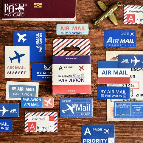 By air mail Decoration Adhesive Stickers Diy Retro travel Stickers Diary Sticker Scrapbook Kawaii Stationery Stickers ► Photo 1/5
