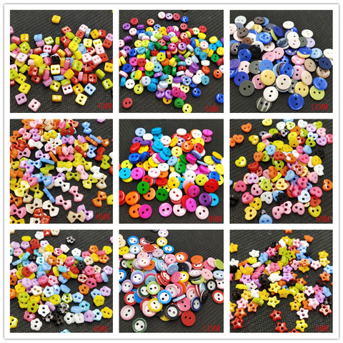 100pcs Colorful 100pcs Mixed 2 Hole Resin Cute Supper Mini Buttons Sewing Round Decor Card Making DIY Lovely Home Decor Tools ► Photo 1/5