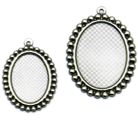 10Pcs/Lot 13*18/18*25mm Stainless Steel Oval Pendant  Cabochon Cameo  Blank Base Bases Setting Jewelry Accessories Bezel Trays ► Photo 1/2