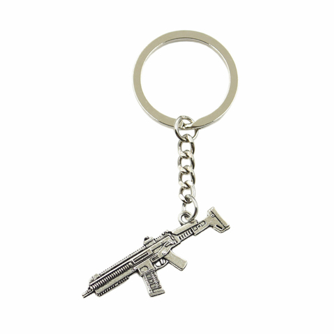 Factory Price Machine Gun Assault Rifle Pendant Key Ring Metal Chain Silver Color Men Car Gift Souvenirs Keychain Dropshipping ► Photo 1/4