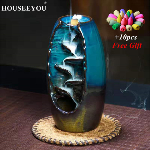 3 Color Backflow Incense Burner Ceramic Aromatherapy Furnace Lotus Smell Aromatic Home Office Incense Crafts Incense Holder ► Photo 1/6