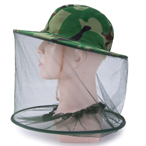 Camouflage Men Fishing Cap Wide Brim Visor Sunshade Hunting Bee Keeping Mesh Hat Insects Mosquito Prevention Neck Head Cover ► Photo 1/6