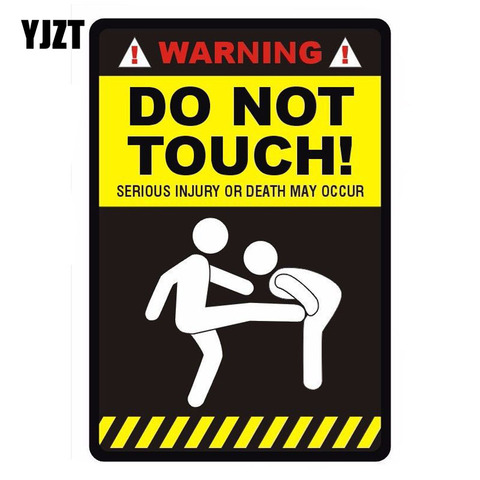 YJZT 10*14.7cm WARNING - DO NOT TOUCH' Funny Retro-reflective Car Sticker Decals C1-8198 ► Photo 1/1