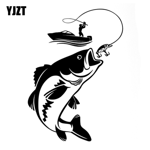 YJZT 12.3CM*17.1CM Interesting Fishing Fisherman Hobby Fish Boat Car Stickers Vinyl Decal S9-0720 ► Photo 1/6
