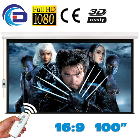HD Electric Projector Screen 100 inch 16:9 Motorized Projection Screen pantalla proyeccion Matt White for LED LCD HD Movie ► Photo 1/6