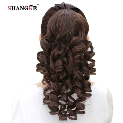 SHANGKE Curls Synthetic Clip In Ponytail Hair Extension Heat Resistant Pony Tail Fake Hair Ponytail Hairpiece With Hairpins ► Photo 1/6