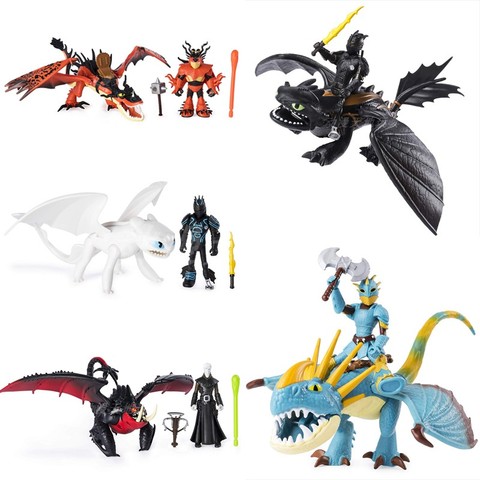 100% Genuine How To Train Your Dragon 3 Night Fury Black/white Toothless PVC dragon model Figure Movie action children toys ► Photo 1/6