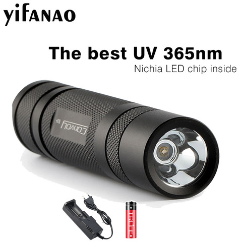 Convoy S2 + Black UV 365nm Led Flashlight Nichia 365UV Inside OP Reflector Fluorescent Agent Detection ► Photo 1/6