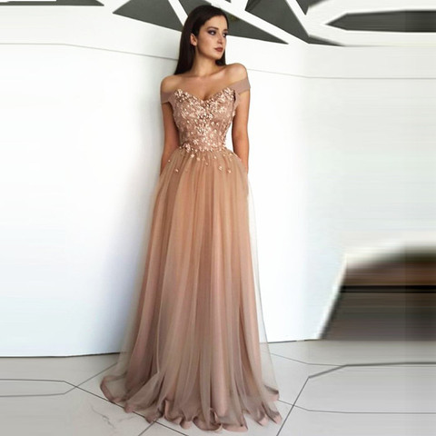 Evening Dress Long Appliques Beading Sexy Bride Banquet Elegant Floor-length Party Prom Dress Robe De Soiree ► Photo 1/1